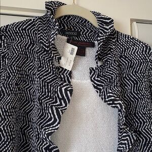 Veeca pleated ruffled jacket/blouse sz S